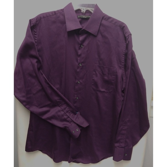 MENS GEOFFREY BEENE LONG SLEEVE DRESS SHIRT, SIZE 16.5, 34/35 EGGPLANT COLOR - Picture 2 of 9